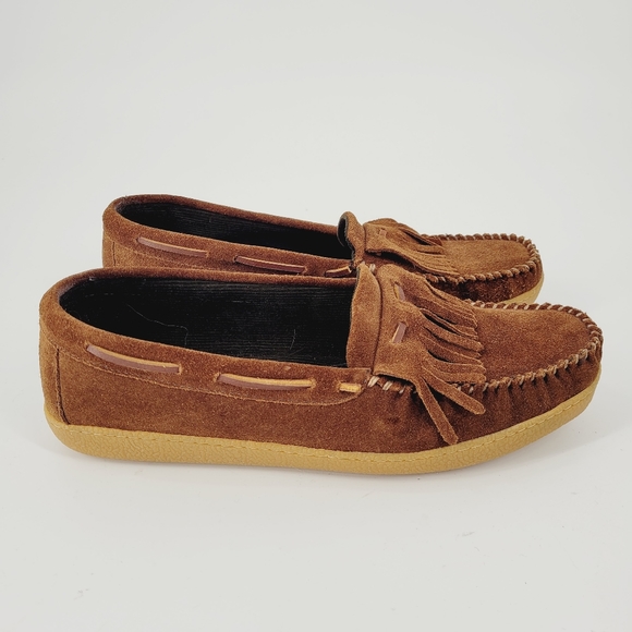 Jcrew Kiltie Suede Slippers Brown VIBRAM Soles *Excellent Condition* - Picture 4 of 8